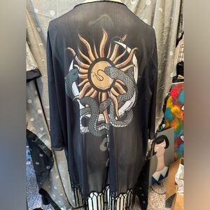 Sheer kimono/duster. Snake celestial design.